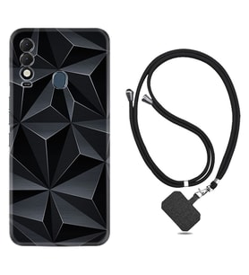 Tecno Spark 8T Kılıf Silikon Boyun Askılı İpli Desenli Silikon Prizmalar 1782