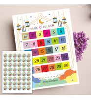 Çocuklar için - Ramazan Ayı Oruç Çizelgesi - Ramazan Sticker  Süsü