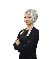 Renkli Laborant Doktor Hemşire Biyolog Araştırmacı Cerrahi Tesettür Bone (Beyaz)
