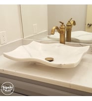 Sipahi Marble Beyaz Mermer Dalgalı Model Yaprak Lavabo