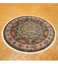 Klasik Yıldız Desenli 300 x 300 Yuvarlak İpek Halı