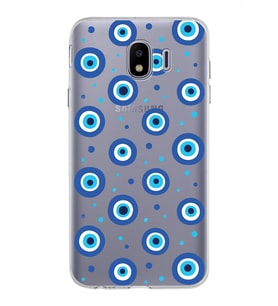 PrintiFy Samsung Galaxy J4 ile Uyumlu 1mm Slim Fit Nazar Boncuğu 1 Baskılı Şeffaf  Kılıf