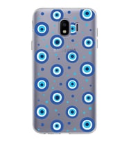 PrintiFy Samsung Galaxy J4 ile Uyumlu 1mm Slim Fit Nazar Boncuğu 1 Baskılı Şeffaf  Kılıf