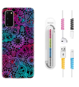 Samsung A02S A03S A10 A12 A13 A21S A22 Kılıf Kablo Koruma Spiral Silikon Colurful Mandala 1667