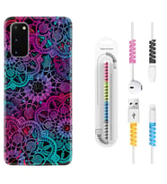 Samsung A02S A03S A10 A12 A13 A21S A22 Kılıf Kablo Koruma Spiral Silikon Colurful Mandala 1667