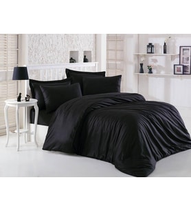 Cotton Box Elegant Siyah Çift Kişilik Saten Nevresim Takımı