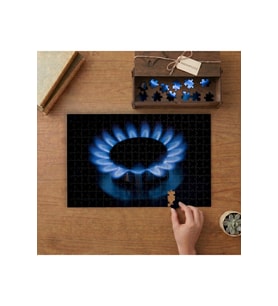 Mavi Ateş- Yanan Gazlı Ocak Tasarımı 240 parça Ahşap Puzzle Ahşap Kutuda MP00305