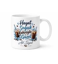 Soğuk Kahve Severlere Özel Buzlu Kahve Temalı Baskılı Kupa Bardak Hediye