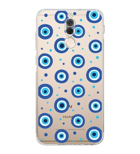PrintiFy Huawei Mate 10 Lite ile Uyumlu Nazar Boncuğu 1 Baskılı Kamera Korumalı Şeffaf Silikon Kılıf