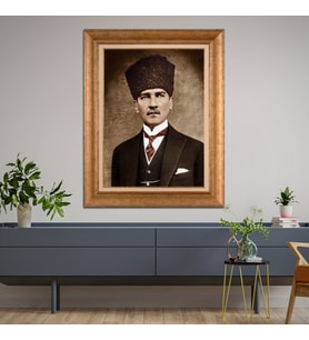 Altın Varaklı Paspartulu Çerçeveli Tablo hb1367