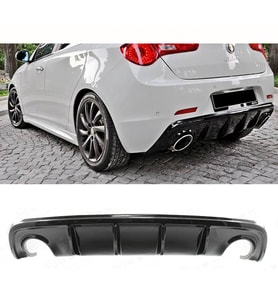 Alfa Romeo Guilietta Difüzör Parlak Siyah Plastik Sağ Sol Çift Çıkış Arka-difizör-bodykit-ek-karlık
