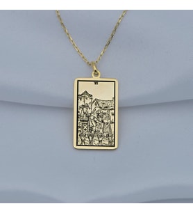 Kişiye Özel 925 Ayar Gümüş Six of Cups Tarot Kolye (Gold)
