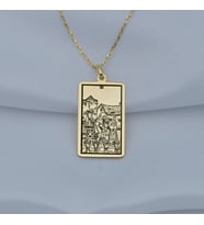 Kişiye Özel 925 Ayar Gümüş Six of Cups Tarot Kolye (Gold)