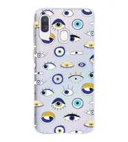 PrintiFy Samsung Galaxy A40 ile Uyumlu 1mm Slim Fit Nazar Boncuğu 2 Baskılı Şeffaf  Kılıf