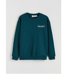 LCW Kids Petrol Bisiklet Yaka Dragon Ball Baskılı Erkek Kalın Sweatshirt