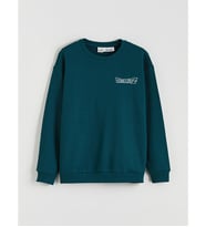 LCW Kids Petrol Bisiklet Yaka Dragon Ball Baskılı Erkek Kalın Sweatshirt