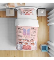 Erayshome  Hediyelik BTS Tek Kişilik 3d Nevresim Takımı (Pembe)