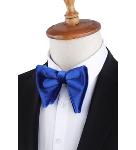 Saks Mavisi Büyük Kadife Papyon P1698