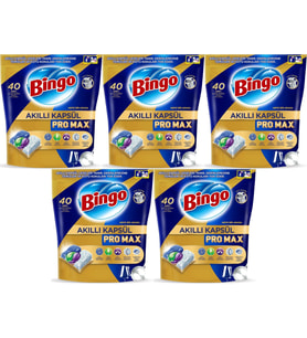 Bingo Akıllı Kapsül Pro Max Bulaşık Makinesi Deterjanı Tableti 200 Adet Limon Kokulu (5PK*40)