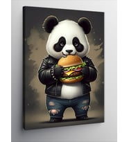 Kanvas Tablo Hamburgerli Panda