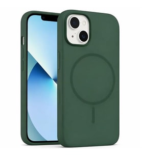 Coverzone ?phone 15 ile Uyumlu Kadife ?� Y�zeyli Premium Silikon K?l?f MagSafe ile Uyumlu Kablosuz ?arj Destekli Darbe Emici Yumu?ak Dokulu Koruma Tasar?ml? Telefon K?l?f? Haki