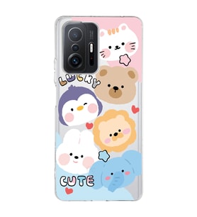 Xiaomi Mi 11T - 11T Pro Uyumlu Cute Animals Tasarımlı Şeffaf Telefon Kılıfı