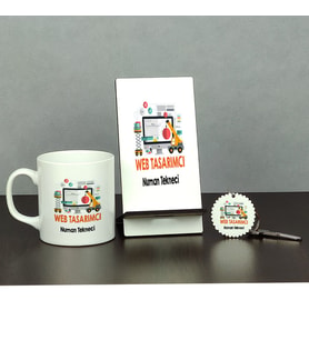 Web Tasarımcı Üçlü Set (Kupa + Telefon Standı + Anahtarlık)