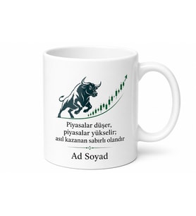 Ekonomi Borsa Grafiği Boğa Piyasası Finansal Okuryazarlık Baskılı Kupa Bardak Hediye