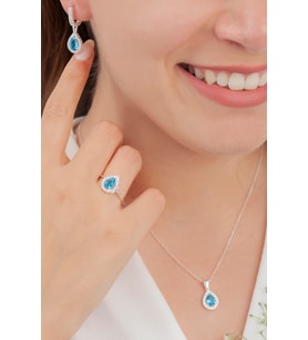 AgaKulche Damla Model Set Aqua S4-KQ (925) (Gümüş)