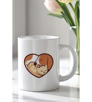 Kalpli Köpek Figürlü 330ml Baskılı Beyaz Seramik Kupa Bardak