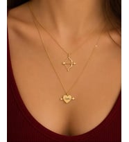 Kişiye Özel 925 Ayar Gümüş Tasarım Ok Yay Kalp Model İsim Kolye (Gold)