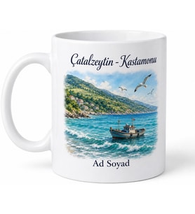 Çatalzeytin Karadeniz Sahili Kastamonu Hatırası Porselen Kupa Bardak Hediye