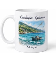 Çatalzeytin Karadeniz Sahili Kastamonu Hatırası Porselen Kupa Bardak Hediye