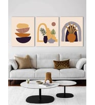 Bohem Minimal Kanvas Duvar Tablosu 3'lü Tablo Seti 40x55cm Boho Soyut Canvas (Karışık)