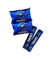 Opel Logolu Dijital Baskılı Mavi Araç Boyun Yastığı & Emniyet Kemer Pedi – 2’li Set