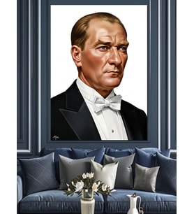 Smokinli Mustafa Kemal Atatürk Dekoratif Kanvas - Mdf Ahşap Tablo