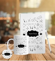 Kimya Öğretmenine Özel Deri Defter Kalem Kupa Ve Anahtarlık Seti (Model 4)