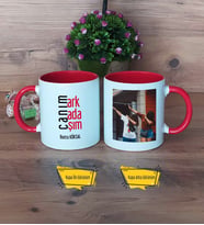 Arkadaşa Hediye Kupa Bardak Kırmızı Fotoğraflı Arkadaşa Doğum Günü Hediyesi