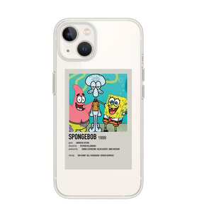 Iphone 14 Plus Uyumlu Sunger Bob Minimalist Poster Desenli Şeffaf Telefon Kılıfı