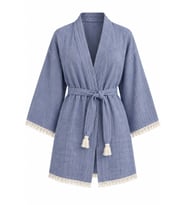 Kimono Müslin 2 Katlı Peştemal Bornoz (Beden L-XL)