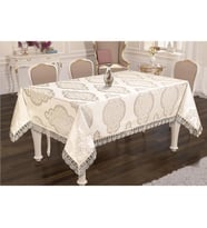 Atak Cemre Jakarlı Dertsiz Yemek Masa Örtüsü 160 x 220 (Ekru)