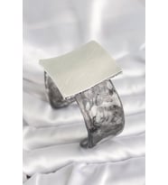 Siyah Mermer Desen Akrilik Plastik Gümüş Kare Plaka Model Vintage Kadın Bilezik TJ-BB6671