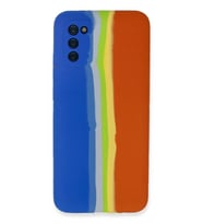 Durukar® Samsung Galaxy A03S Kılıf Ebruli Lansman Silikon - Mavi-Turuncu