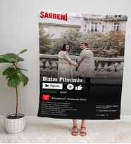 eJOYA Kişiye Özel Netlfix Tasarım TV Battaniyesi 116244 (Siyah-Haki-Gri)