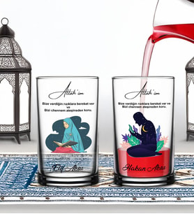 BK Gift Kişiye Özel Ramazan 2'li Şerbet Bardağı -2, Arkadaşa Hediye, Sevgiliye Hediye, Eşe Hediye