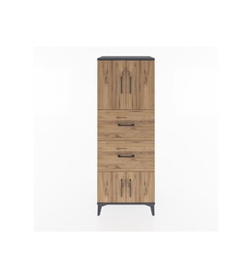 Hyperion Dolap 2 Raflı 2 Çekmeceli 4 Kapaklı 60x44x163 Antrasit-Çam