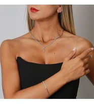 SET TAKIMI BAGET TAŞLI BEYAZ ALTIN