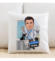 Kişiye Özel Karikatürlü Erkek Veteriner Doktor Yastık