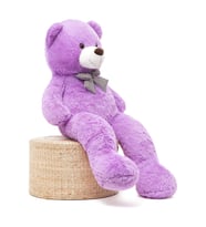 Sevimli 90 cm Peluş Ayı ile  Pembe Konsept Romantik Peluş Ayıcık Buketi (Lila)