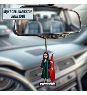 Kişiye Özel Avukat Karikatür Ayna Süsü – Hukukçulara Özel Araç İçi Hediyelik